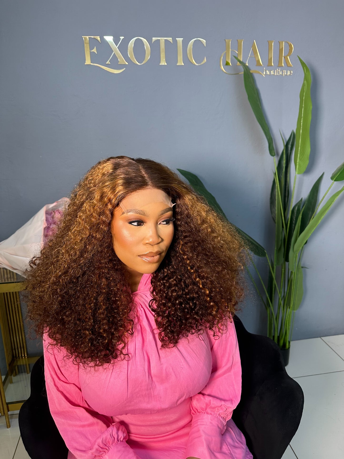 5by5 DD Glueless (wear and go) kinky highlighted curls