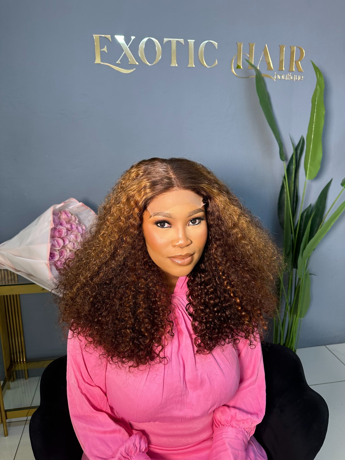 5by5 DD Glueless (wear and go) kinky highlighted curls